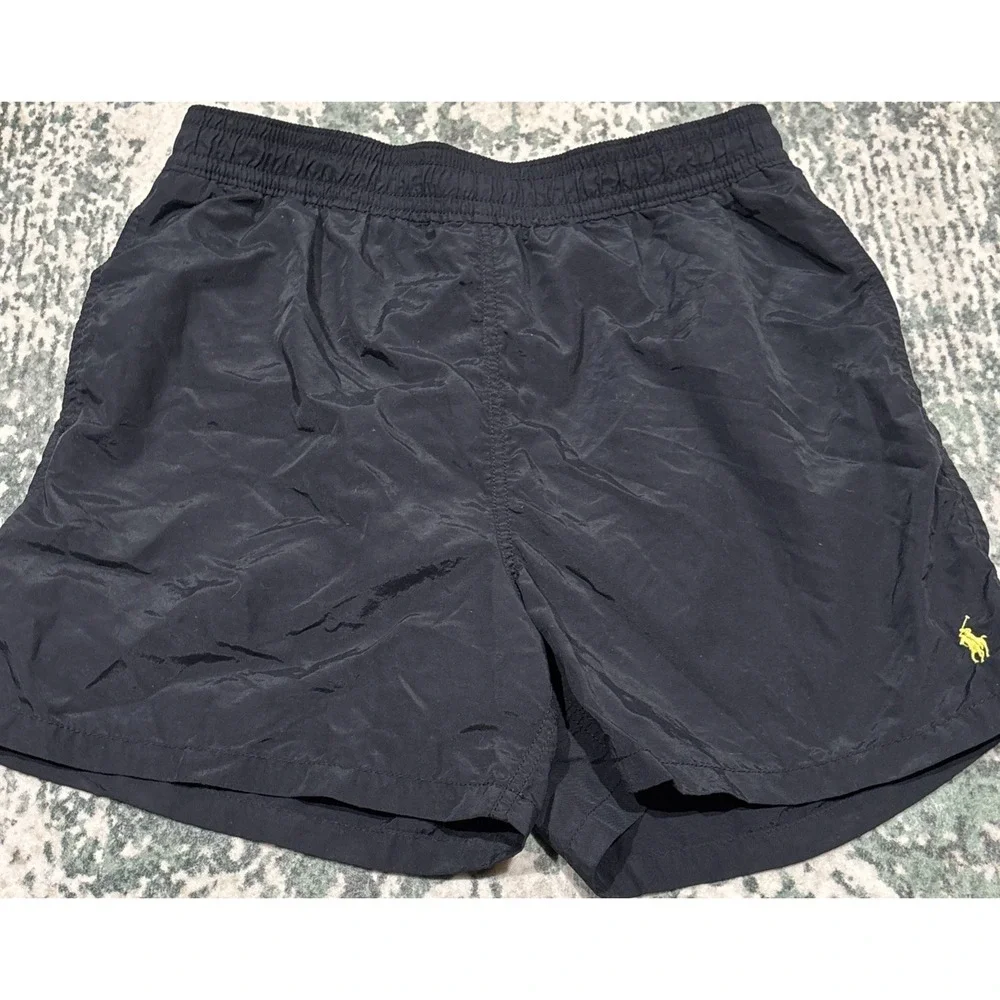 Vintage Polo Ralph Lauren Swim Trunks Men L Large Black Yellow Pony Taiwan